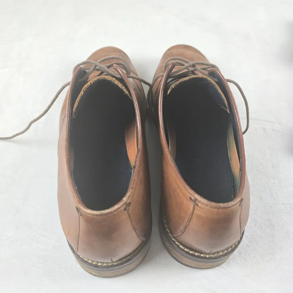 Cole‎ Haan Mens 8.5 W Brown Leather Cap Toe Derby Dress Shoes